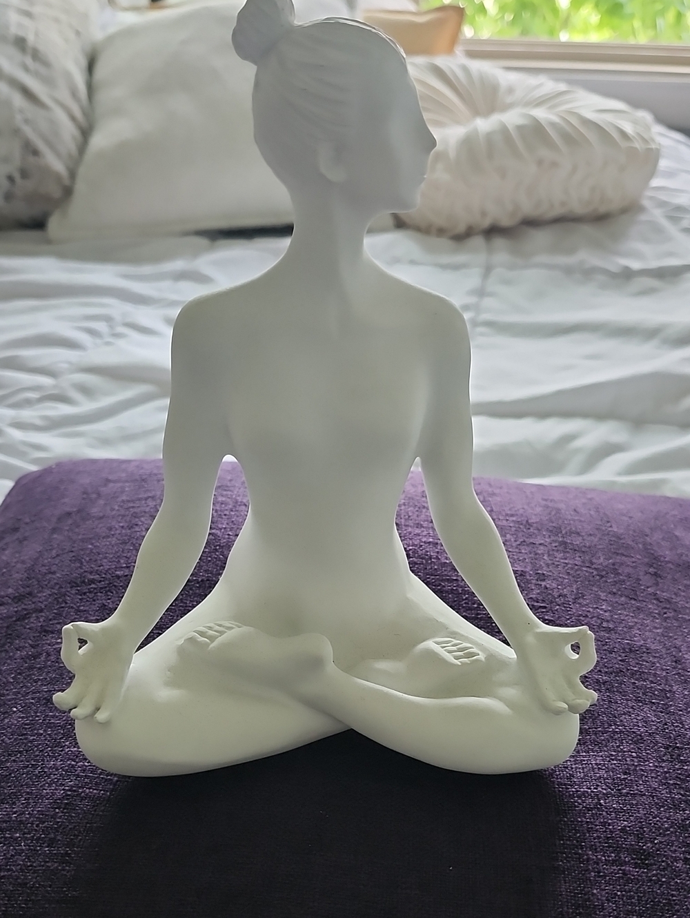Meditating Woman Sculptural Figurine - White